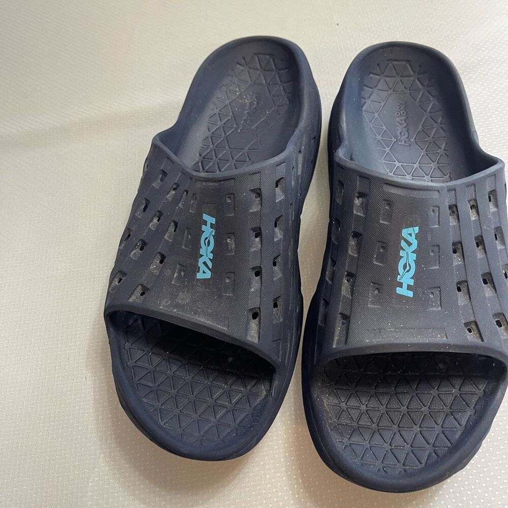 Hoka One One Ora Recovery Navy Blue Sandals Slides Size 13M - Picture 10 of 16